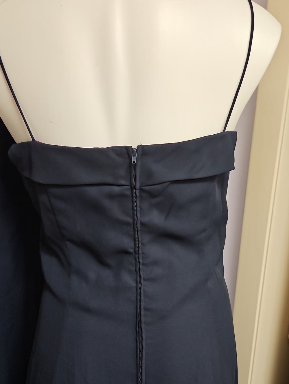 90s Classic Navy Burgandy Strapless Evening Flaire Dress - Picture 6 of 10